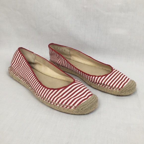☃️3 for $23 ☃️ Franco Sarto Adele Red/White Striped Espadrille - Picture 2 of 7